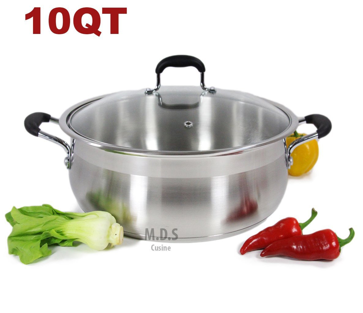 10 Qt Stock Pot 18/10 Stainless Steel Super Double Capsulated Bottom w –  Kitchen & Restaurant Supplies