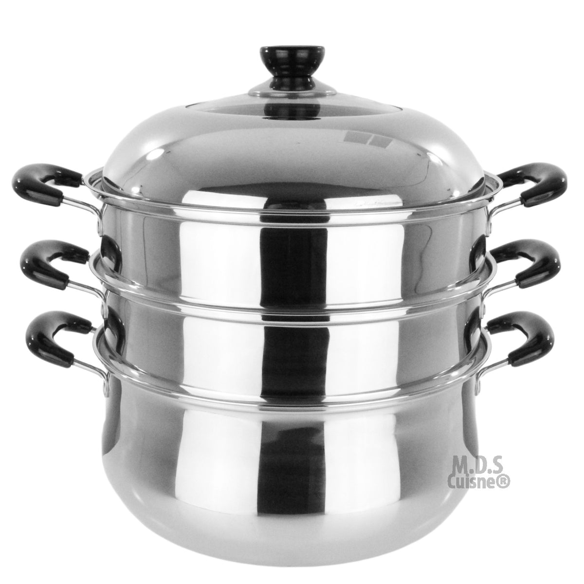 3 Tier Vegetable Steamer Pan Set 25cm Food Stainless Steel Pot