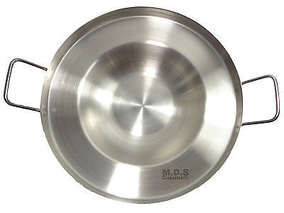 Stainless Steel Concave Comal Frying Pan 3-1/2'' Depth Cookware