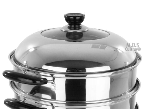 3 Tier Steamer Cooker Steam Pot Set Stainless Steel Kitchen Cookware Hot Pot