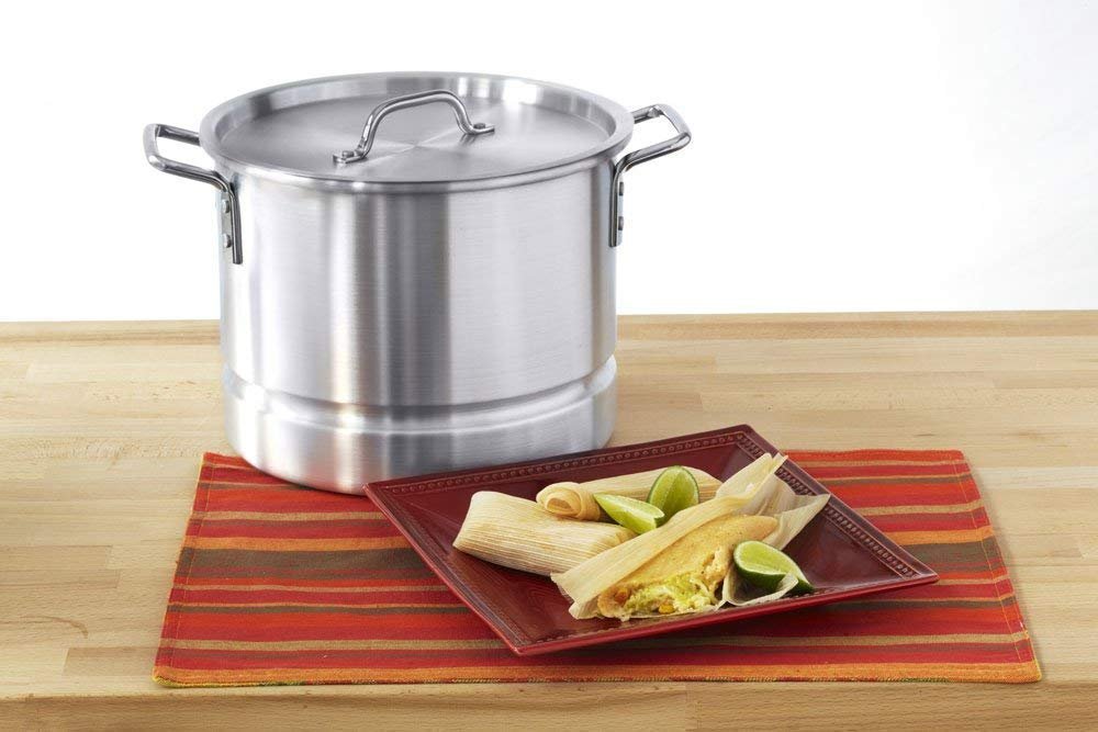  ARC 12 Quart Aluminum Tamale Steamer Pot, Crab Pot Stock Pot  with Steamer tube for Seafood Crawfish Crab Vegetable with Rivet Handle,  Silver: Home & Kitchen